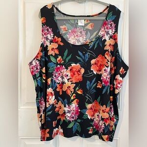 Slinky Brand Black Floral Tank Top